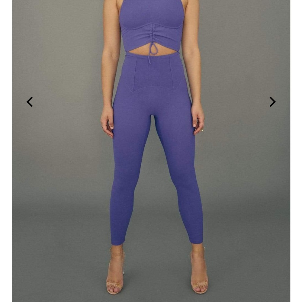 CXIX corset ribbed high waist rib scrunch butt leggings. size M - VIOLET DUSK